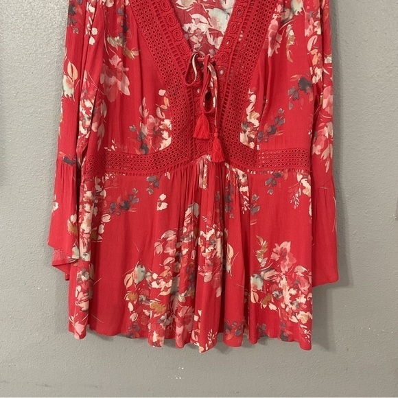 Torrid Babydoll Gauze Crochet Trim Lace-Up Top size 2 (2x) 18-20 - Picture 3 of 9